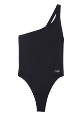 OFF-WHITE logo-print one-shoulder swimsuit