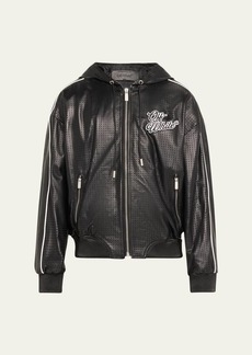 Off-White Men's 90s Leather Mesh Logo Zip Jacket