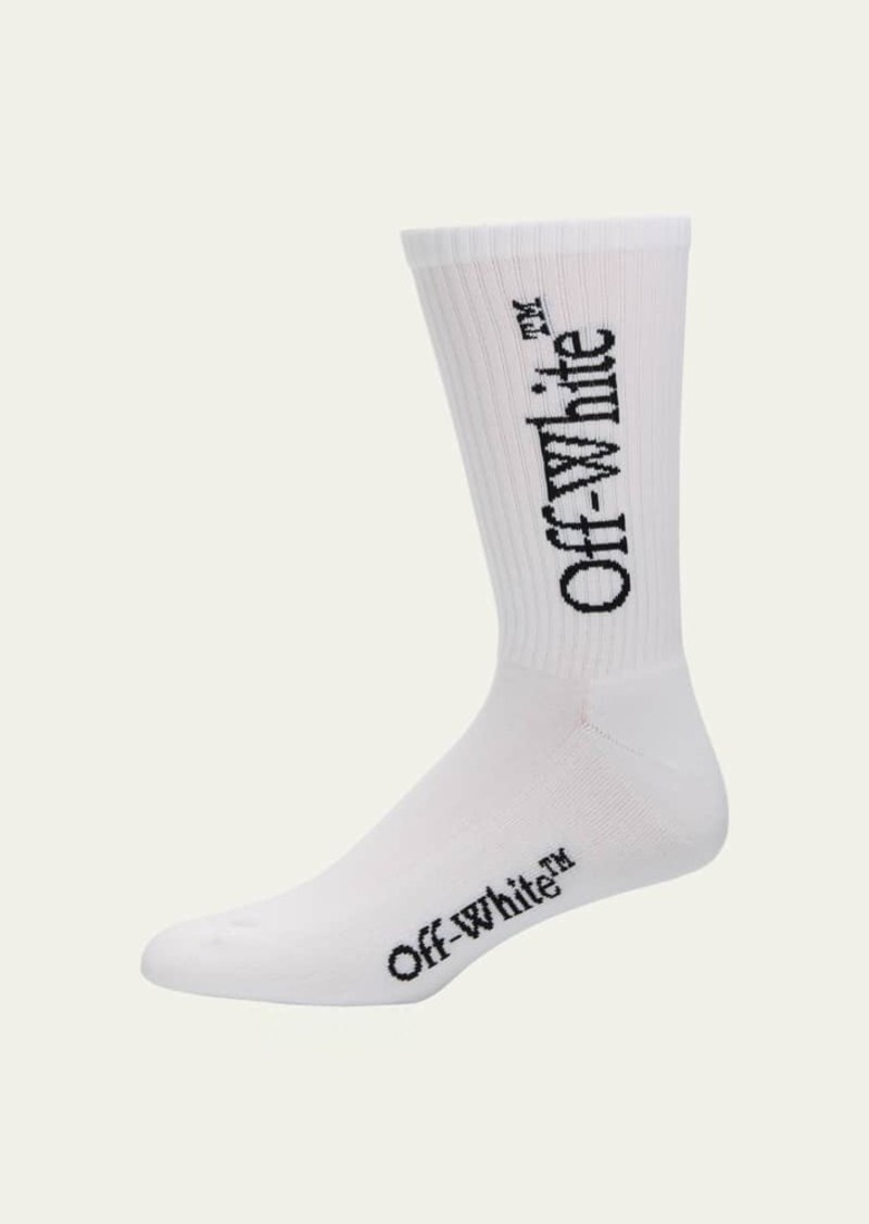 Off-White Men's Bookish Logo Crew Socks