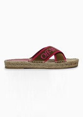 Off-White™ Military/fuchsia raffia slide