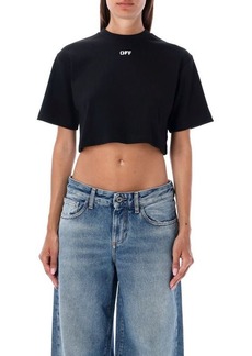 OFF-WHITE Off Stamp Ribbed Cropped T-Shirt