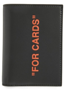 Off-White Quote Leather Card Case in Black/Orange at Nordstrom