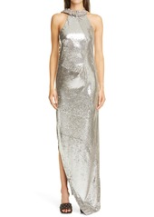 Off-White Sequin Asymmetrical Gown