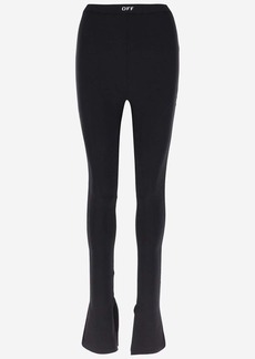 OFF-WHITE STRETCH JERSEY LEGGINGS WITH LOGO