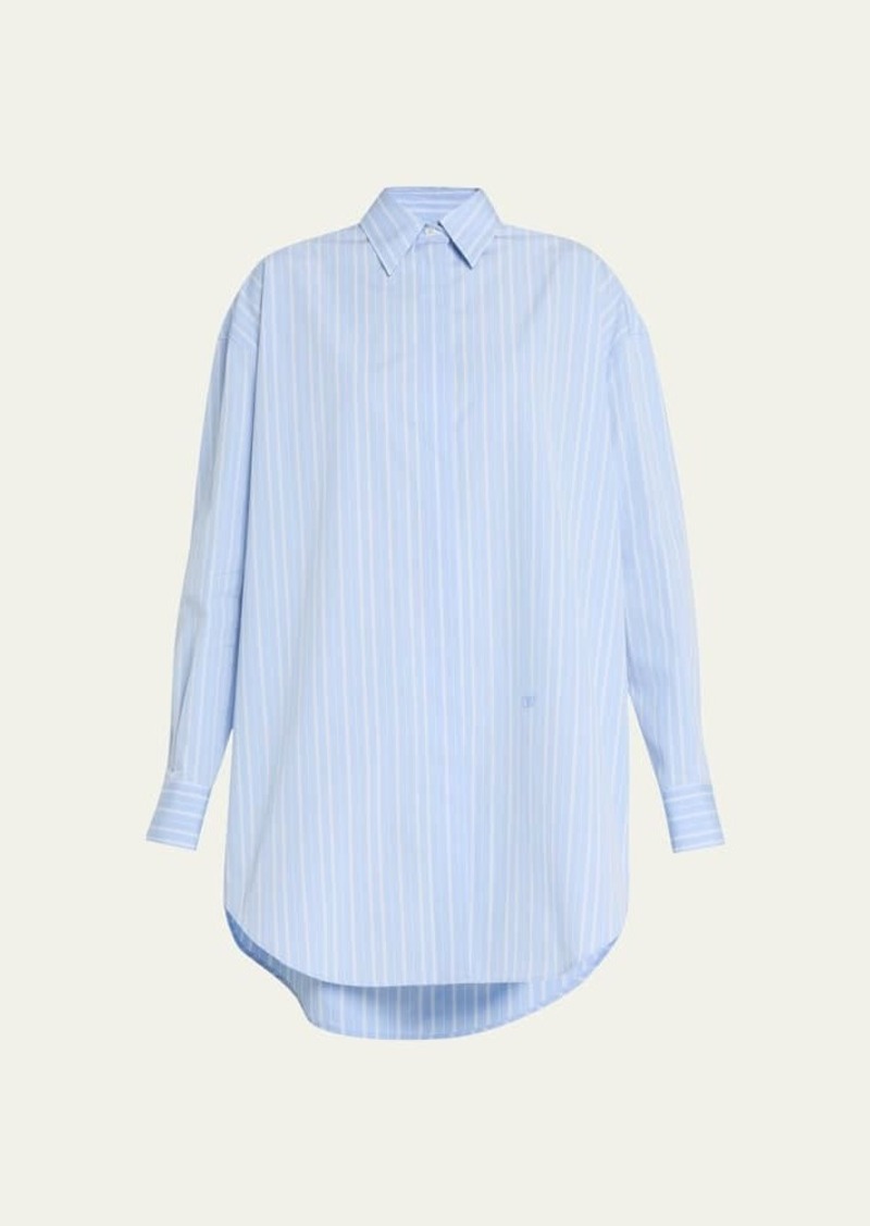 Off-White Stripe Poplin Zip Back Tunic Shirt