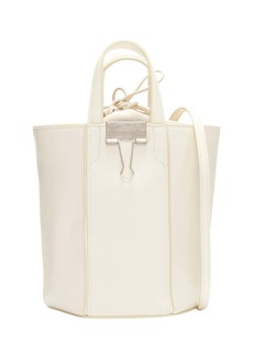 Off-White OFF WHITE Virgil Abloh Allen binder clip cream leather drawstring tote bag
