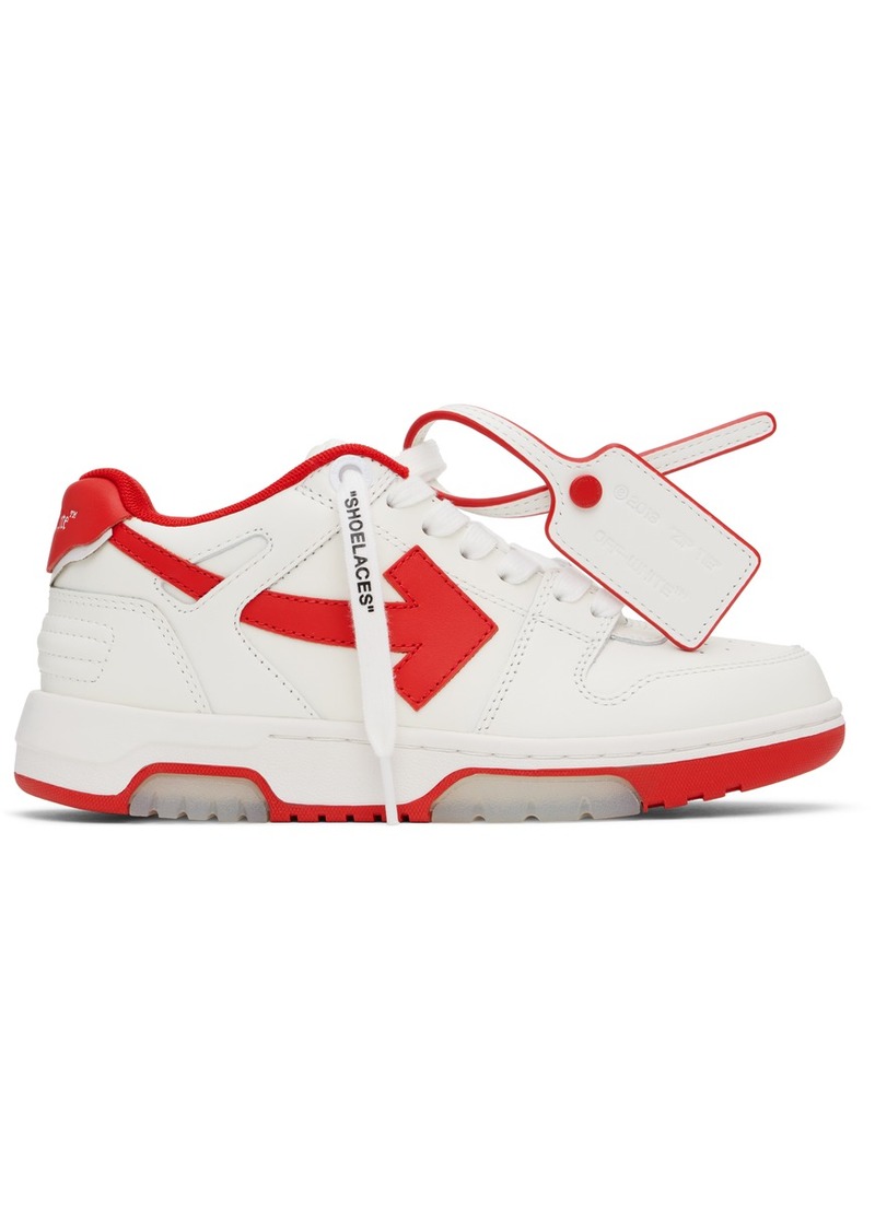 Off-White White & Red Out Of Office Calf Leather Sneakers