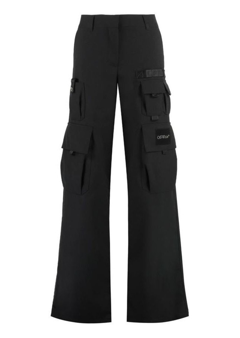OFF-WHITE WOOL CARGO TROUSERS