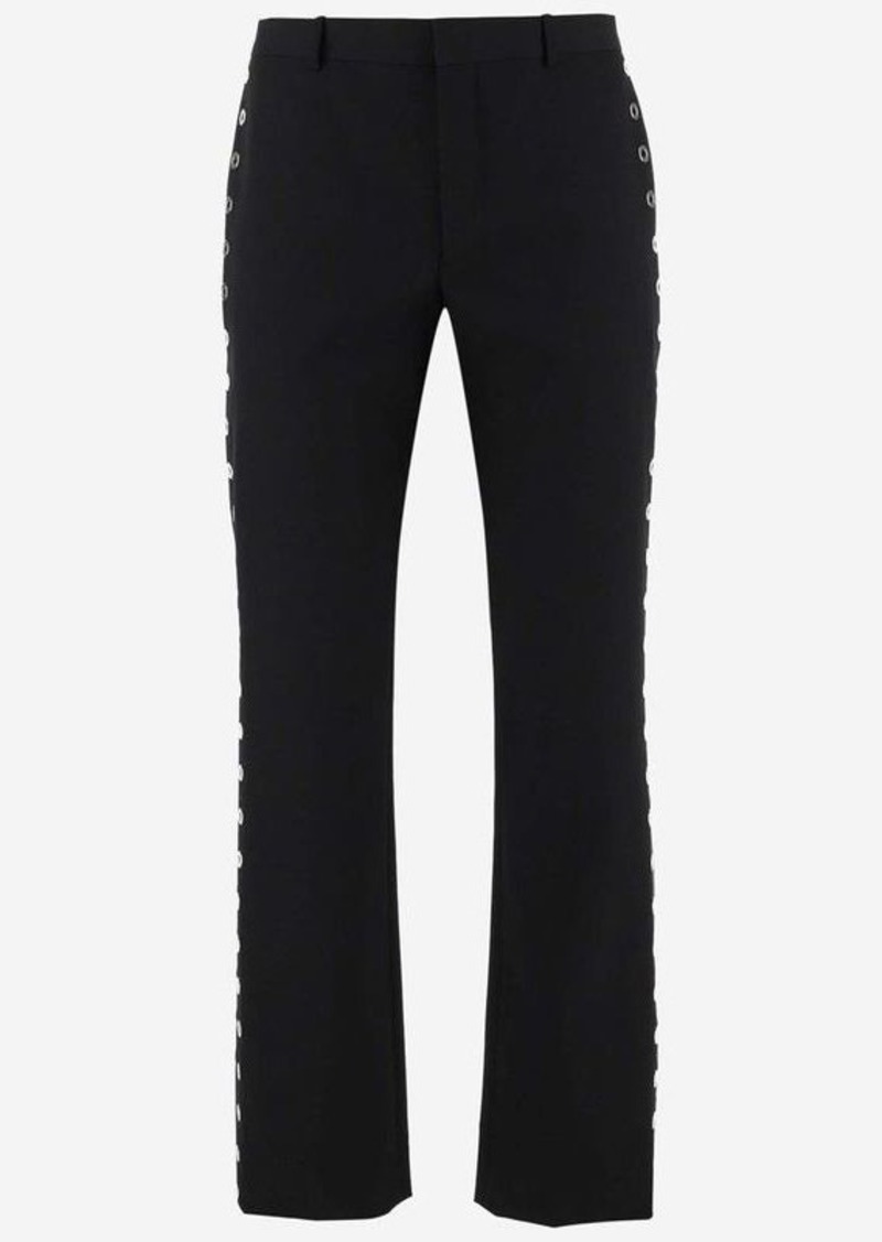 OFF-WHITE WOOL PANTS WITH EYELETS