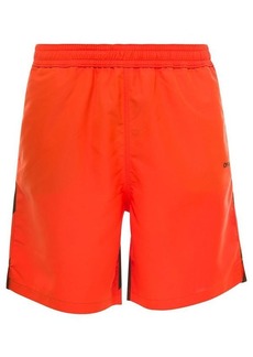 Off-White Orange Swim Trunks with Diag Print at the Back in Polyester Man