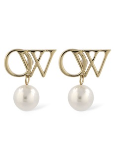 Off-White Ow Brass & Faux Pearl Earrings
