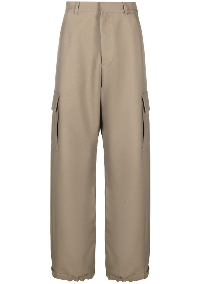 Off-White Ow Emb Drill wide-leg cargo trousers