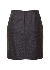 Off-White Pinstriped Wool Blend Twist Skirt