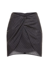 Off-White Pinstriped Wool Blend Twist Skirt