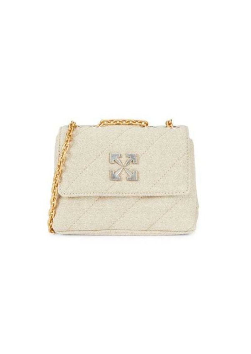 Off-White Quilted Linen Crossbody Bag