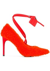 Off-White textured style ankle strap pumps