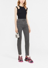 Off-White slogan-print cropped skinny jeans