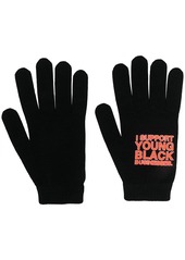 Off-White slogan print gloves