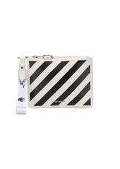 Off-White stripe-print leather clutch