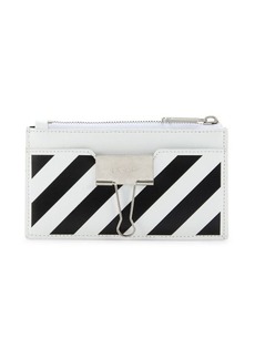 Off-White Striped Leather Card Case
