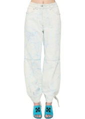 Off-White Tied Ankles Bleached Wide Leg Jeans