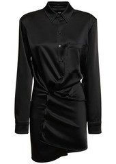 Off-White Twist Satin Shirt Dress