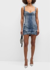 Off-White Upside-Down Denim Bustier Mini Dress