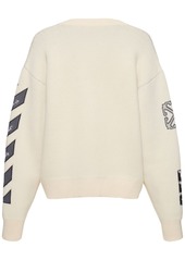 Off-White Wool Blend Varsity Cardigan