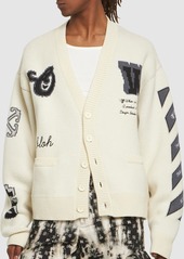 Off-White Wool Blend Varsity Cardigan