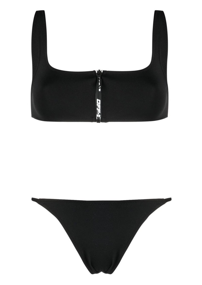 Off-White zipped logo-print bikini