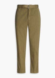 Officine Generale - Owen tapered belted cotton-twill pants - Green - IT 52