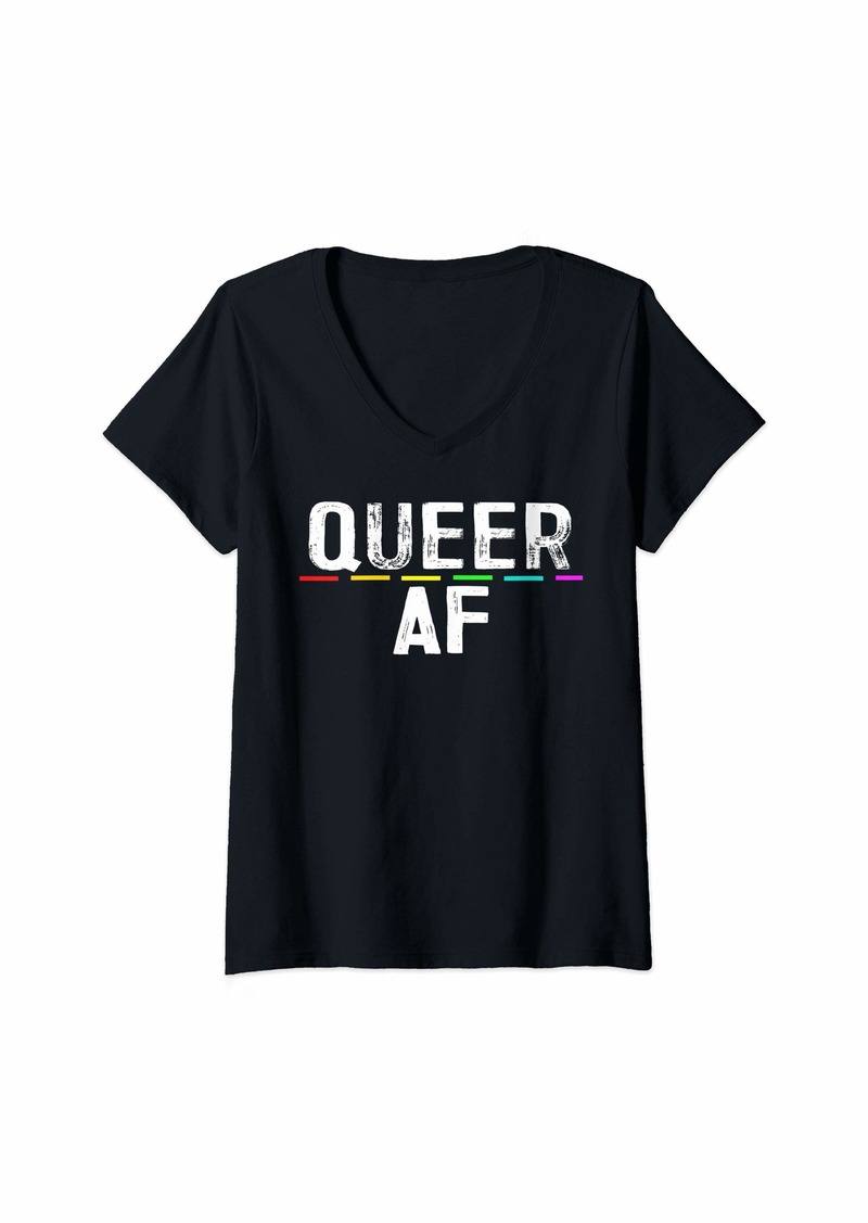 Oh DEER! Womens Queer AF Shirt Gay & Lesbian Pride Shirts GenderFluid Tee V-Neck T-Shirt