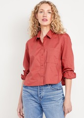 Old Navy Button-Down Oxford Crop Shirt