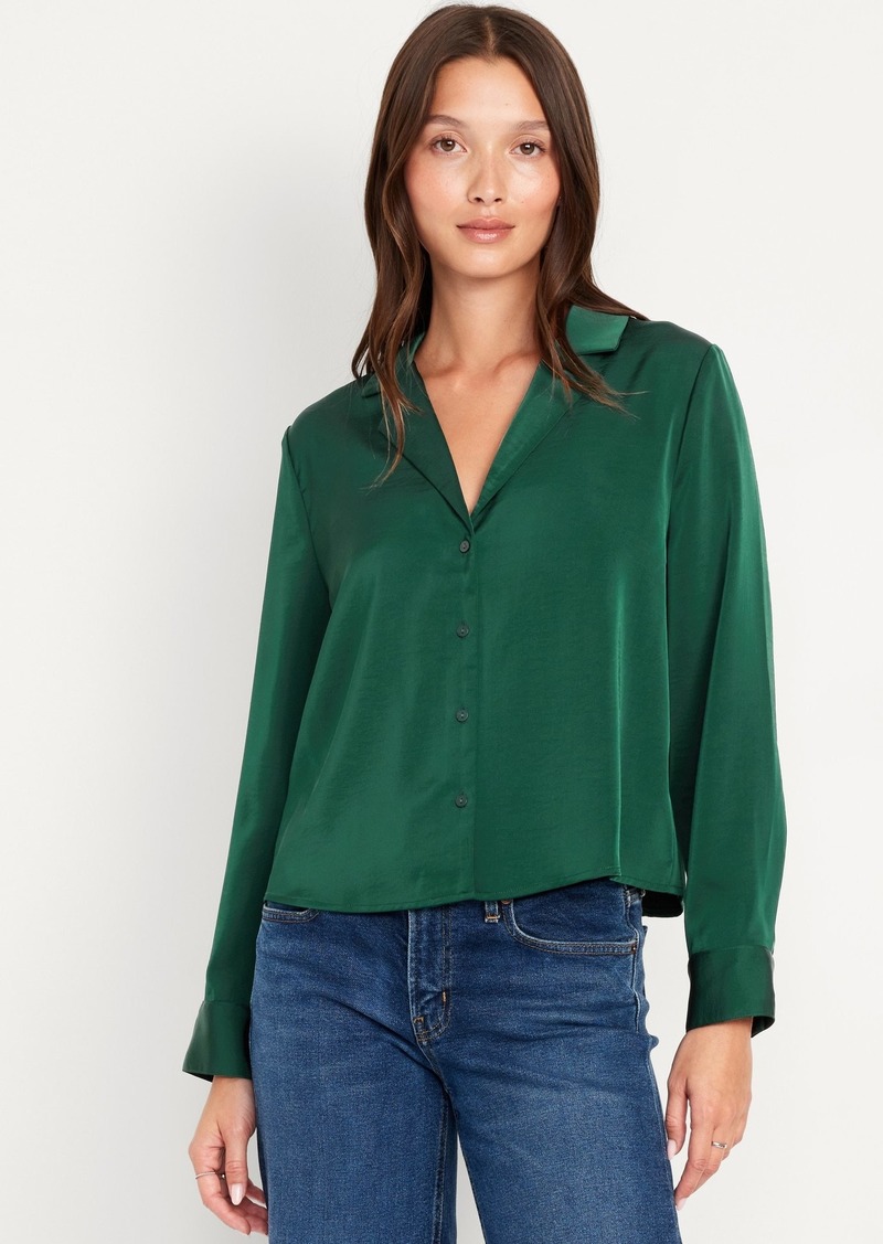 Old Navy Satin Cropped Button-Down Shirt