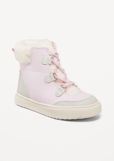 Old Navy Canvas Sherpa-Trim High-Top Sneaker Boots for Toddler Girls