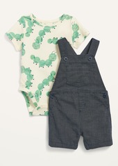 Old Navy Canvas Shortalls & Jersey Bodysuit Set for Baby