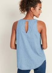 Chambray V-Neck Tank Top for Women - 44% Off!