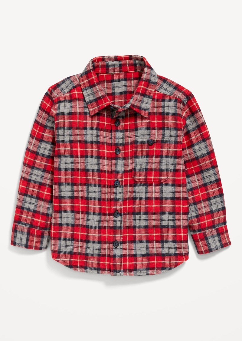 Old Navy Cozy Long-Sleeve Plaid Pocket Shirt for Toddler Boys