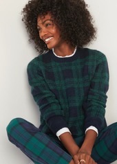 Old Navy Cozy Plaid Crew-Neck Sweater for Women