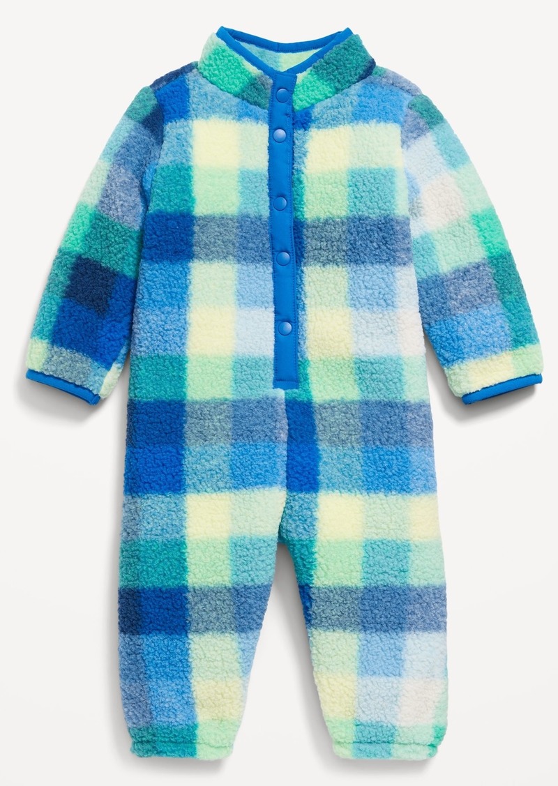 Old Navy Cozy Printed Sherpa Snap-Button One-Piece for Baby