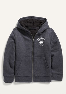 Old Navy Cozy Sherpa-Lined Logo-Graphic Zip Hoodie for Boys