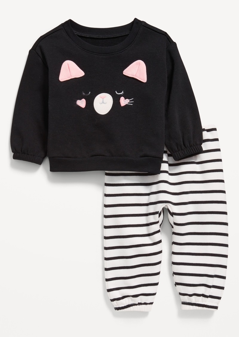 Old Navy Crew-Neck Critter Sweatshirt and Jogger Pants Set for Baby