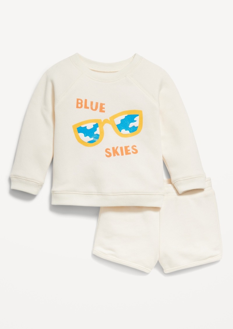 Old Navy Crew-Neck Graphic Sweatshirt and Shorts Set for Baby