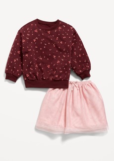 Old Navy Crew-Neck Sweatshirt and Tulle Skirt Set for Toddler Girls