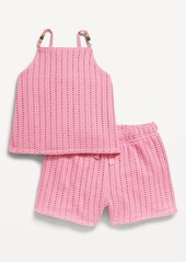 Old Navy Crochet-Knit Beaded Tank Top and Shorts Set for Toddler Girls