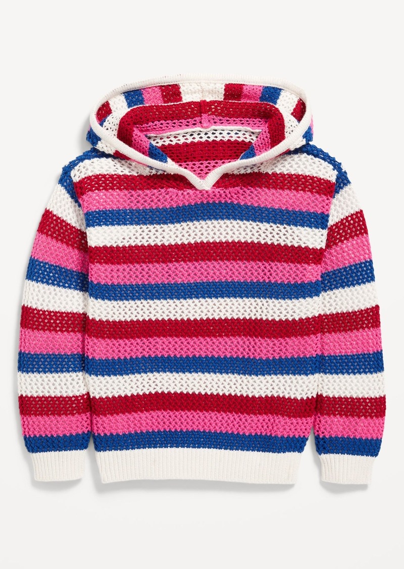 Old Navy Crochet-Knit Pullover Hoodie for Toddler Girls