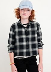 Old Navy Cropped Long-Sleeve Plaid Pocket Flannel Shirt for Girls