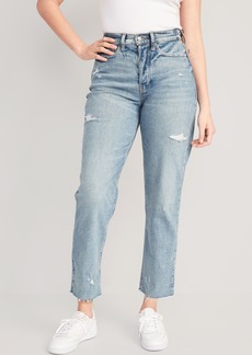 Old Navy Curvy Extra High-Waisted Sky-Hi Straight Button-Fly Cut-Off Jeans for Women