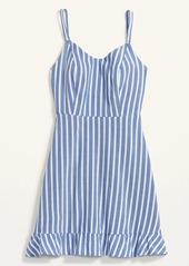 Old Navy Dobby-Stripe Ruffle-Hem Fit & Flare Cami Dress for Women