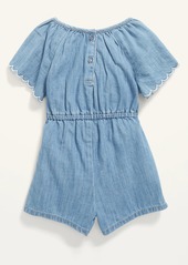Old Navy Embroidered Chambray Flutter-Sleeve Romper for Toddler Girls
